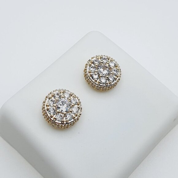 "14K Gold Plated Cubic Zircon Earrings, INUS1BR150 - Picture 3 of 8